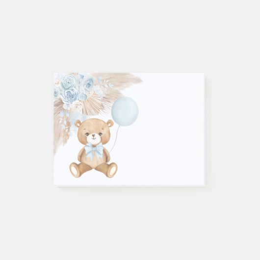 Schattige Boho Teddy Bear Pastel Blauw Ballon Post-it® Notes (Voorkant)