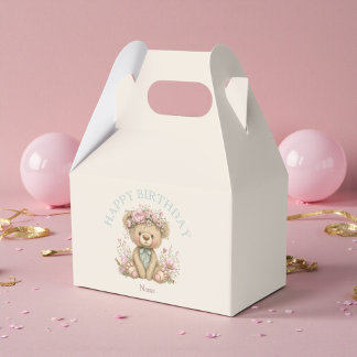 Schattige Boho Teddybeer Verjaardagsfeestje Bedankdoosjes