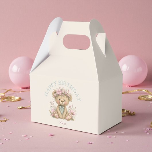 Schattige Boho Teddybeer Verjaardagsfeestje Bedankdoosjes