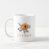Schattige Boho Terracotta Bloemengroen Aangepaste  Koffiemok (Links)