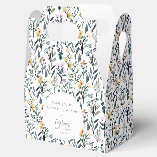 Schattige Boho Waterverf Wildflower Baby shower Cu Bedankdoosjes (Geopend)