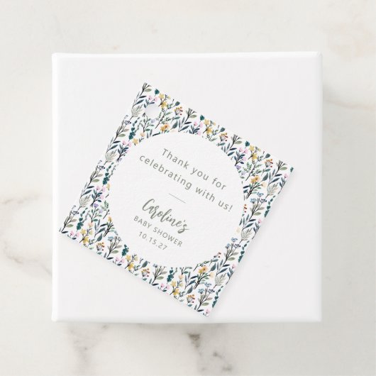 Schattige Boho Waterverf Wildflower Baby shower Cu Bedankjes Labels (In situ)