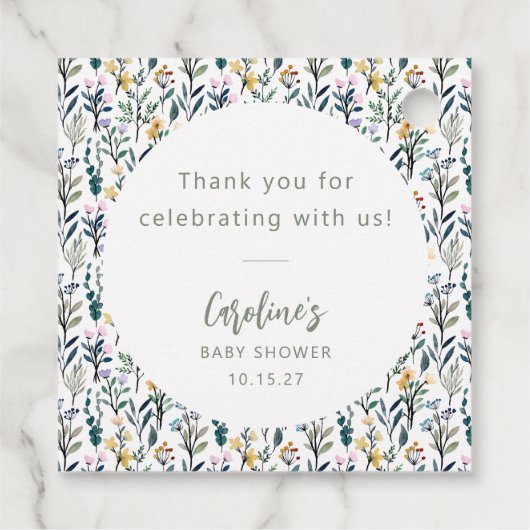 Schattige Boho Waterverf Wildflower Baby shower Cu Bedankjes Labels (Achterkant)