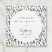 Schattige Boho Waterverf Wildflower Baby shower Cu Bedankjes Labels (Voorkant)