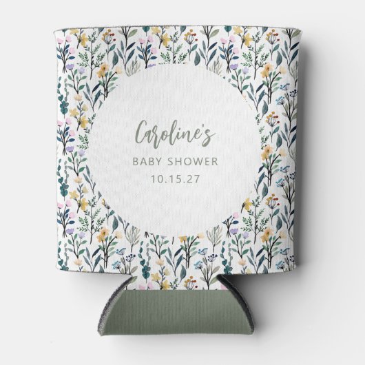 Schattige Boho Waterverf Wildflower Baby shower Cu Blikjeskoeler (Voorkant)