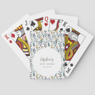 Schattige Boho Waterverf Wildflower Baby shower Cu Pokerkaarten