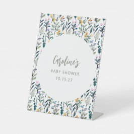 Schattige Boho Waterverf Wildflower Baby shower Cu Reclamebord Met Voetstuk