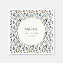 Schattige Boho Waterverf Wildflower Baby shower Cu Servet