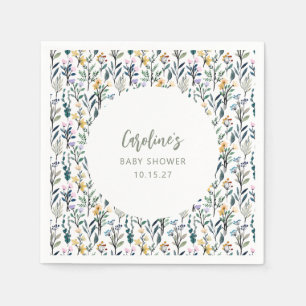 Schattige Boho Waterverf Wildflower Baby shower Cu Servet