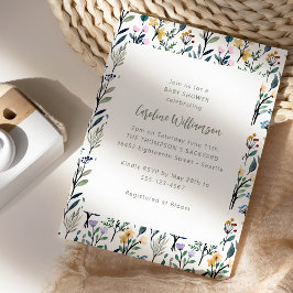 Schattige Boho Waterverf Wildflower Baby shower Kaart