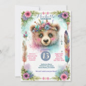 Schattige Boho Waterverf Woodland Bea Verjaardagsf Kaart (Voorkant)