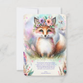 Schattige Boho Waterverf Woodland Fox Verjaardagsf Bedankkaart (Voorkant)
