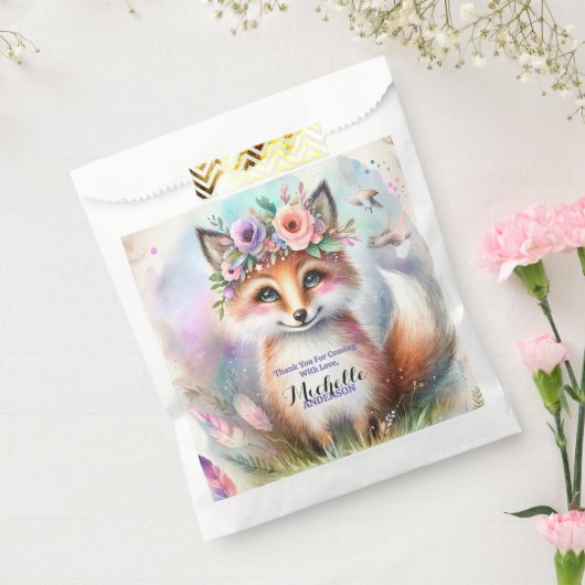Schattige Boho Waterverf Woodland Fox Verjaardagsf Bedankzakje (Gezegeld)