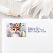 Schattige Boho Waterverf Woodland Fox Verjaardagsf Etiket (Insitu)