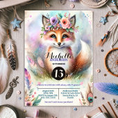 Schattige Boho Waterverf Woodland Fox Verjaardagsf Kaart