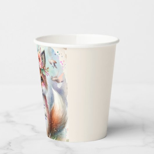 Schattige Boho Waterverf Woodland Fox Verjaardagsf Papieren Bekers (Links)