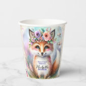 Schattige Boho Waterverf Woodland Fox Verjaardagsf Papieren Bekers (Voorkant)