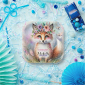 Schattige Boho Waterverf Woodland Fox Verjaardagsf Papieren Bordje (Feest)