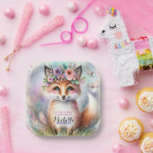 Schattige Boho Waterverf Woodland Fox Verjaardagsf Papieren Bordje (Feest)