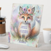 Schattige Boho Waterverf Woodland Fox Verjaardagsf Reclamebord Met Voetstuk (Insitu)