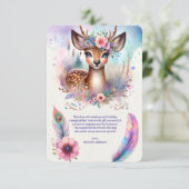 Schattige Boho Waterverf Woodland Herten Verjaarda Bedankkaart (Staand voorkant)