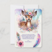 Schattige Boho Waterverf Woodland Herten Verjaarda Bedankkaart (Voorkant)