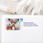 Schattige Boho Waterverf Woodland Herten Verjaarda Etiket (Insitu)