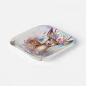 Schattige Boho Waterverf Woodland Herten Verjaarda Papieren Bordje (Gebogen)