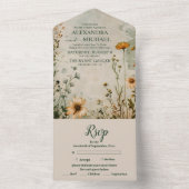 Schattige boho weide kleine wilde bloem bruiloft all in one uitnodiging (Binnen)