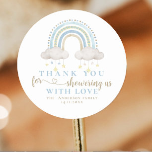 Schattige Boho Whimsical Rainbow Baby shower Ronde Sticker