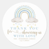 Schattige Boho Whimsical Rainbow Baby shower Ronde Sticker (Voorkant)