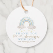 Schattige Boho Whimsical Rainbow Boy Baby shower Bedankjes Labels (Achterkant)