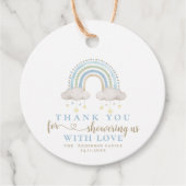 Schattige Boho Whimsical Rainbow Boy Baby shower Bedankjes Labels (Voorkant)