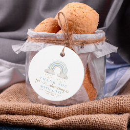 Schattige Boho Whimsical Rainbow Boy Baby shower Bedankjes Labels