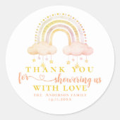 Schattige Boho Whimsical Rainbow Girl Baby shower Ronde Sticker (Voorkant)