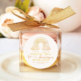 Schattige Boho Whimsical Rainbow Girl Baby shower Ronde Sticker