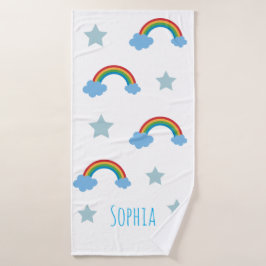 Schattige Boho Whimsical Regenboog Meisjes Badhanddoek