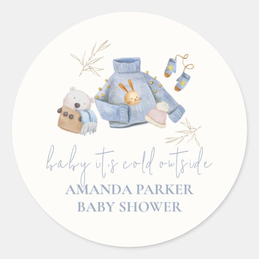 Schattige Boho Winter Kleding Speelgoed Meisje Bab Ronde Sticker (Voorkant)