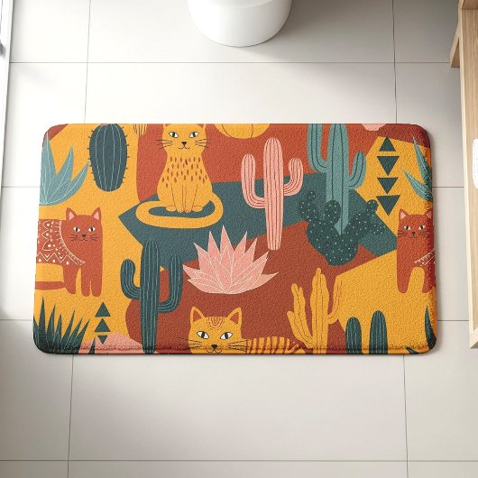 Schattige Boho Woestijnkatten Cactus Succulent Pat Badmat