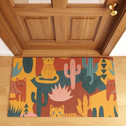Schattige Boho Woestijnkatten Cactus Succulent Pat Deurmat
