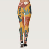 Schattige Boho Woestijnkatten Cactus Succulent Pat Leggings (Achterkant)