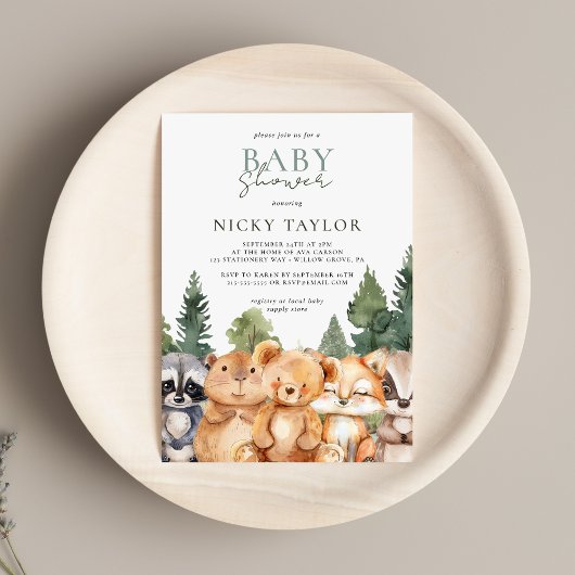 Schattige Boho Woodland Animals Baby shower Kaart