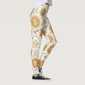 Schattige Boho Zonnebloem Zon & Regenboog Dames Ca Leggings (Rechts)