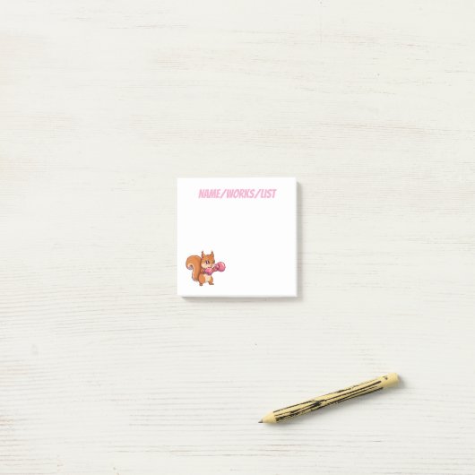 Schattige Bokssquirrel Grappig Post-it® Notes (Op bureau)