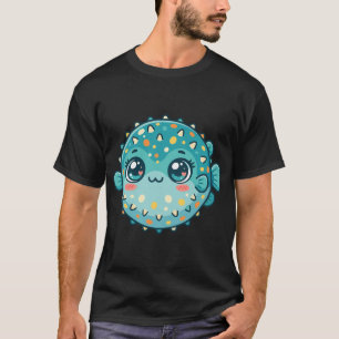 Schattige bolvormige kogelvis Kawaii Oceaan Kunst T-shirt