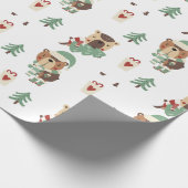 Schattige bomen | Teddybeer Kerstmis Cadeaupapier (Hoek)