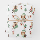 Schattige Bomen | Teddybeer Kerstmis Inpakpapier Vel (In situ)