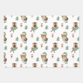 Schattige bomen | Teddybeer Kerstmis Inpakpapier Vel (Voorkant)