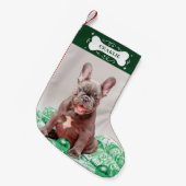 Schattige Bone Custom Foto Huisdier Hond Kleine Kerstsok (Voorkant (Hangend))