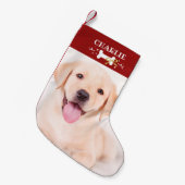 Schattige Bone Custom Foto Huisdier Hond Kleine Kerstsok (Voorkant (Hangend))
